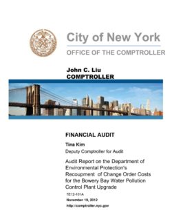Audit Report on the Department of Environmental Protection’s Recoupment of Change Order Costs for the Bowery Bay Water Pollution Control Plant Upgrade