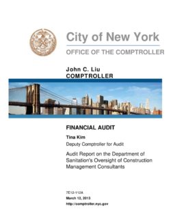 Audit Report on the Department of Sanitation’s Oversight of Construction Management Consultants