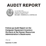 Follow-up Audit Report on the Computer Equipment Inventory On-Hand at the Human Resources Administration’s Stockrooms thumbnail of 7F03_149