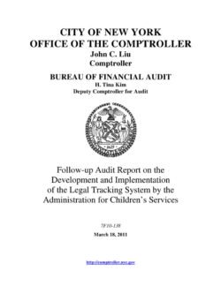 Follow-up Audit Report on the Development and Implementation of the Legal Tracking System by the Administration for Children’s Services