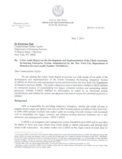 Letter Audit Report on the Development and Implementation of the Client Assistance Re-housing Enterprise System Administered by the New York City Department of Homeless Services