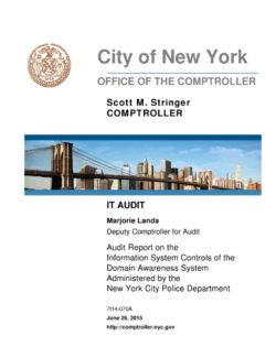 Audit Report on the Information System Controls of the Domain Awareness System Administered by the New York City Police Department