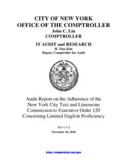 Audit Report On The Adherence Of The New York City Taxi And Limousine Commission To Executive Order 120 Concerning Limited English Proficiency