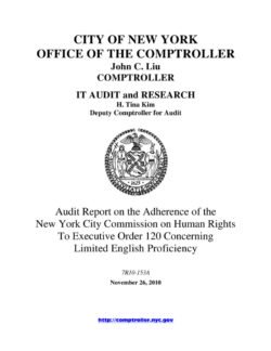 Audit Report On The Adherence Of New York City Commission On Human Rights To Executive Order 120 Concerning Limited English Proficiency