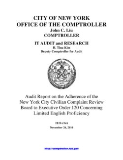 Audit Report On The Adherence Of New York City Civilian Complaint Review Board To Executive Order 120 Concerning Limited English Proficiency