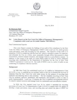 Letter Report on the New York City Office of Emergency Management’s Compliance with Local law 36