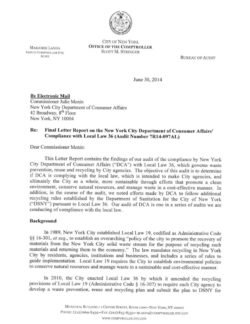 Letter Report on the New York City Department of Consumer  Affairs’ Compliance with Local Law 36