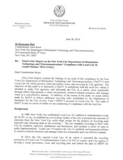 Letter Report on the New York City Department of  Information Technology and Telecommunications’ Compliance with Local Law 36