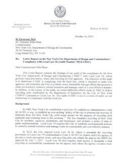 Letter Report On The New York City Department Of Design And Construction’s Compliance With Local Law 36