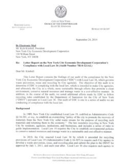 Letter Report on the New York City Economic Development Corporation’s Compliance with Local Law 36