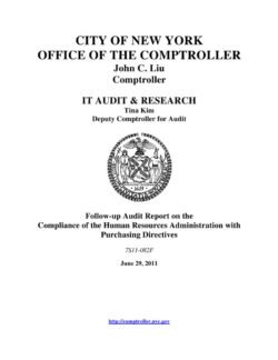 Follow-up Audit Report on the Compliance of the Human Resources Administration with Purchasing Directives