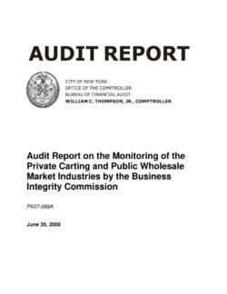 Audit Report on the Monitoring of the Private Carting and Public Wholesale Market Industries by the Business Integrity Commission