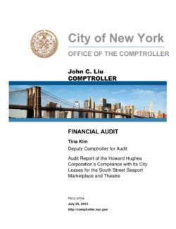 Audit Report Of The Howard Hughes Corporation’s Compliance With Its City Leases For The South Street Seaport Marketplace And Theatre