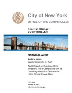Audit Report on Sunstone Hotel Investors, Inc.’s Compliance with Its Lease Agreement to Operate the Hilton Times Square Hotel