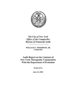 Audit Report on the Contract of New York Therapeutic Communities With the Department of Probation