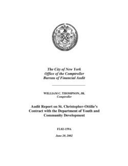 Audit Report on the St. Christopher-Ottilie’s Contract with Department of Youth and Community Development