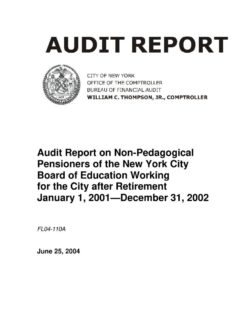 Audit Report on Non-Pedagogical Pensioners of the New York City Board of Education Working for the City after Retirement