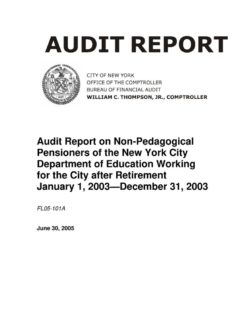 Audit Report On Non-Pedagogical Pensioners Of The New York City Department Of Education Working For The City After Retirement
