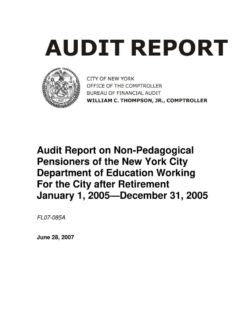 Audit Report on Non-Pedagogical Pensioners of the New York City Department of Education Working for the City after Retirement