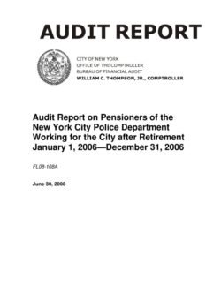 Audit Report on Pensioners of the New York City Police Department Working for the City after Retirement