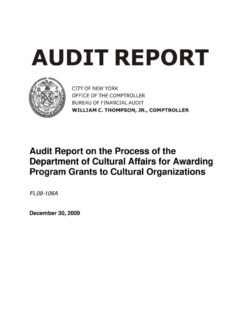 Audit Report on the Process of the Department of Cultural Affairs for Awarding Program Grants to Cultural Organizations July 1, 2007-June 30, 2008