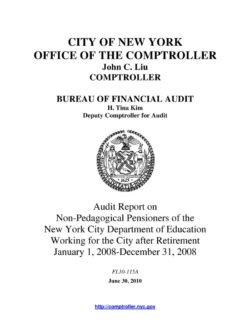 Audit Report On Non-Pedagogical Pensioners Of The New York City Department Of Education Working For The City After Retirement January 1, 2008-December 31, 2008