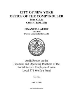 Audit Report on the Financial and Operating Practices of the Social Service Employees Union Local 371 Welfare Fund