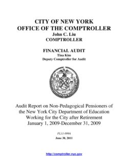Audit Report on Non-Pedagogical Pensioners of the New York City Department of Education Working for the City after Retirement
