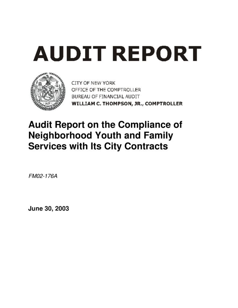 Audit Report on the Compliance of Neighborhood Youth and Family ...