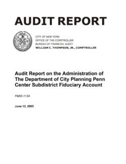 Audit Report on the Administration of the Department of City Planning Penn Center Subdistrict Fiduciary Account