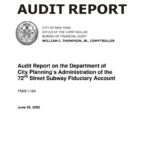 Audit Report On The Department City Planning’s Administration Of The 72nd Street Subway Fiduciary Account thumbnail of FM05_119A