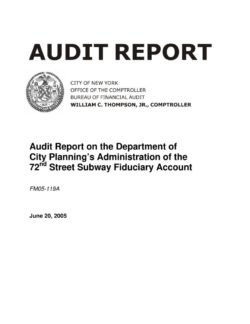 Audit Report On The Department City Planning’s Administration Of The 72nd Street Subway Fiduciary Account