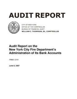 Audit Report on the New York City Fire Department’s Administration of Its Bank Accounts