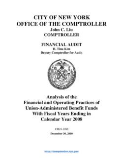 Analysis Of The Financial And Operating Practices Of Union-Administered Benefit Funds With Fiscal Years Ending In Calendar Year 2008