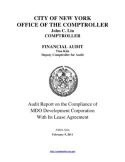 Audit Report On The Compliance Of MDO Development Corporation With Its Lease Agreement