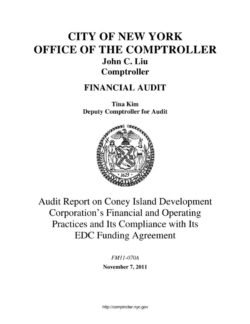 Audit Report on the Coney Island Development Corporation’s Financial and Operating Practices and Its Compliance with Its EDC Funding Agreement