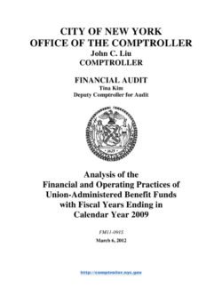 Analysis of the Financial and Operating Practices of Union-Administered Benefit Funds With Fiscal Years Ending in Calendar Year 2009
