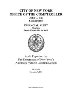 Audit Report On The Fire Department Of New York’s Automatic Vehicle Location System