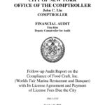 Follow-up Audit Report on the Compliance of Food Craft, Inc. (Worlds Fair Marina Restaurant and Banquet) with Its License Agreement and Payment of License Fees Due the City thumbnail of FM11_133F