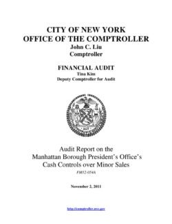 Audit Report on the Manhattan Borough President’s Office’s Cash Controls over Minor Sales