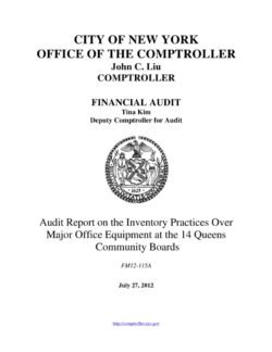 Audit Report on the Inventory Practices Over Major Office Equipment at the 14 Queens Community Boards