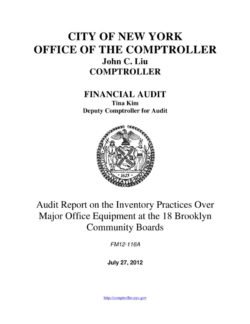 Audit Report on the Inventory Practices Over Major Office Equipment at the 18 Brooklyn Community Boards