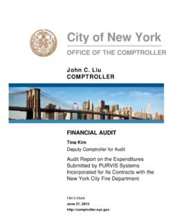 Audit Report On The Expenditures Submitted By PURVIS Systems Incorporated For Its Contracts With The New York City Fire Department