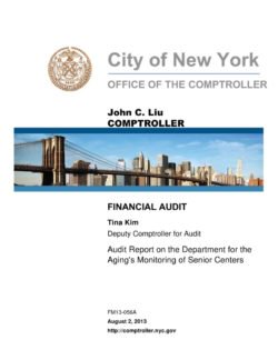 Audit Report On The Department For The Aging’s Monitoring Of Senior Centers
