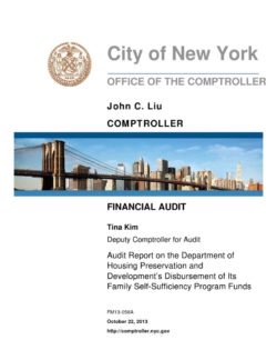 Audit Report On The New York City Department Of Housing Preservation And Development’s Disbursement Of Family Self-Sufficiency Program Funds