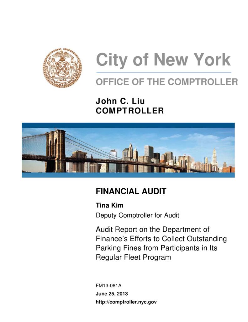 Audit Report on the Department of Finance’s Efforts to Collect