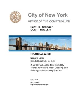 Audit Report on the New York City Transit Authority’s Track Cleaning and Painting of Subway Stations