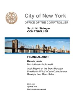 Audit Report on the Bronx Borough President’s Office’s Cash Controls over Receipts from Minor Sales
