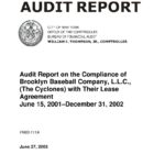Audit Report on the Compliance of Brooklyn Baseball Company, L.L.C., (The Cyclones) with Their Lease Agreement thumbnail of FN03_111A