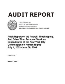 Audit Report on the Payroll, Timekeeping and other than Personal Services Expenditures of the New York City Commission on Human Rights